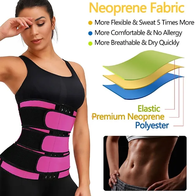 Body Shaper Sweat Waist Trimmer Sauna Belt Sports Neoprene Yoga Gym Workout Pilates Adjustable Durable Weight Loss Tummy Fat Burner Hot Sweat For Women