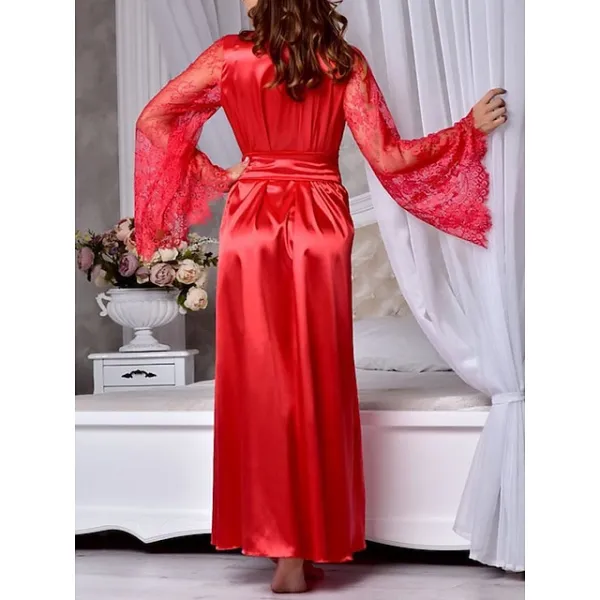Women's Robe Bathrobe Nightgown Solid Simple Casual Comfort Xmas Home Christmas Daily Polyester Breathable V Wire Long Sleeve Fall Winter Black White