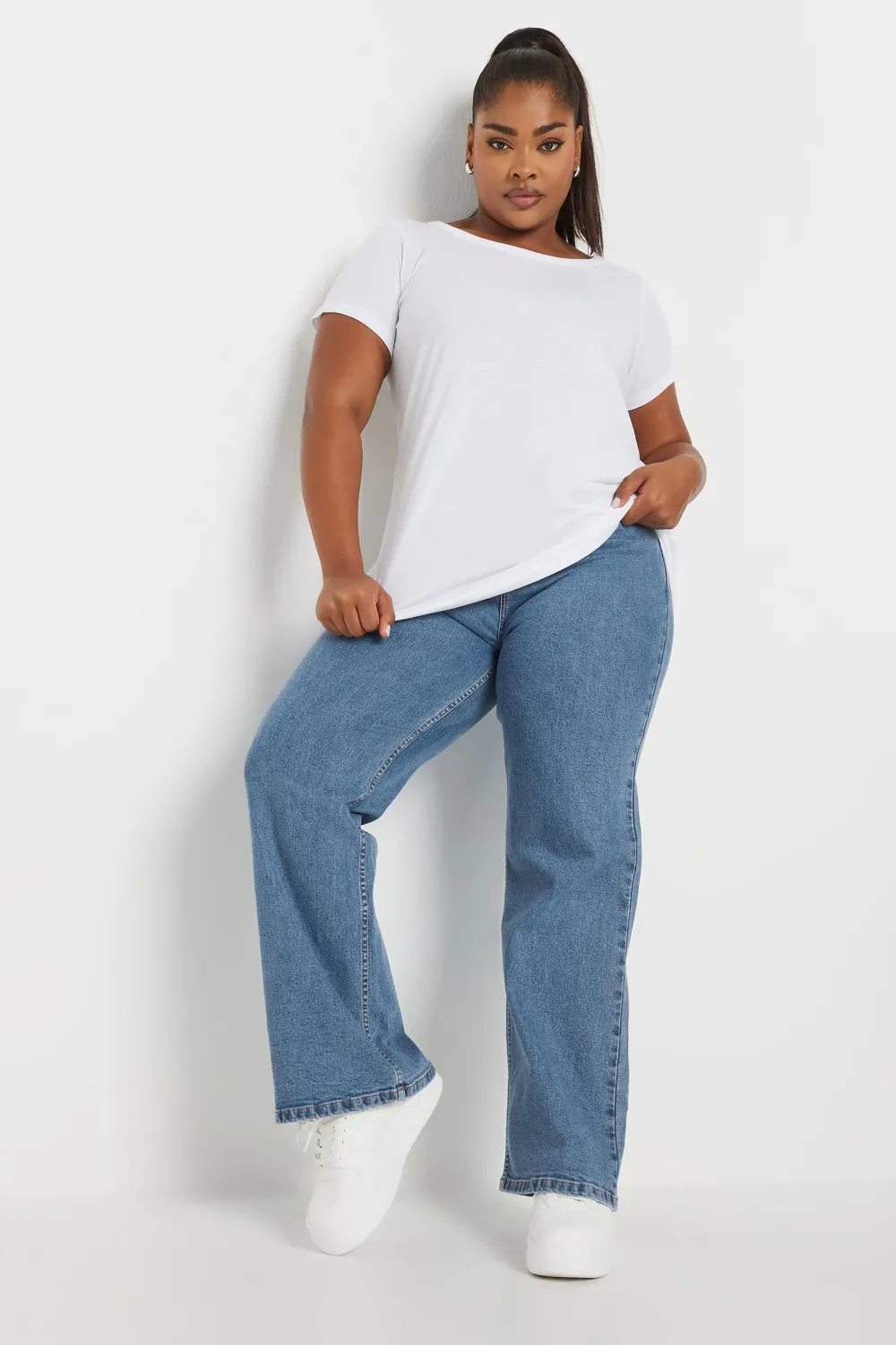 YOURS Curve Black Wide Leg Denim Jeans