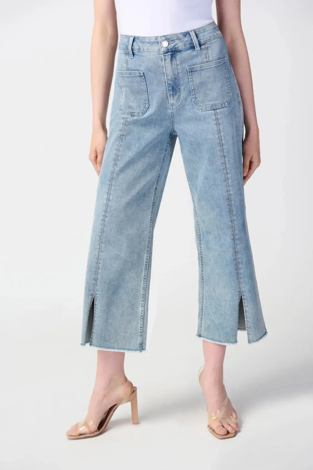 Light Blue Split - Hem Cropped Jeans
