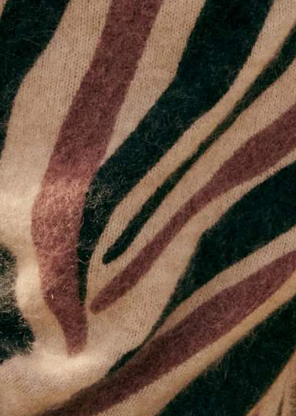 Zebra-Print Long-Sleeved Wool And Suede Pullover