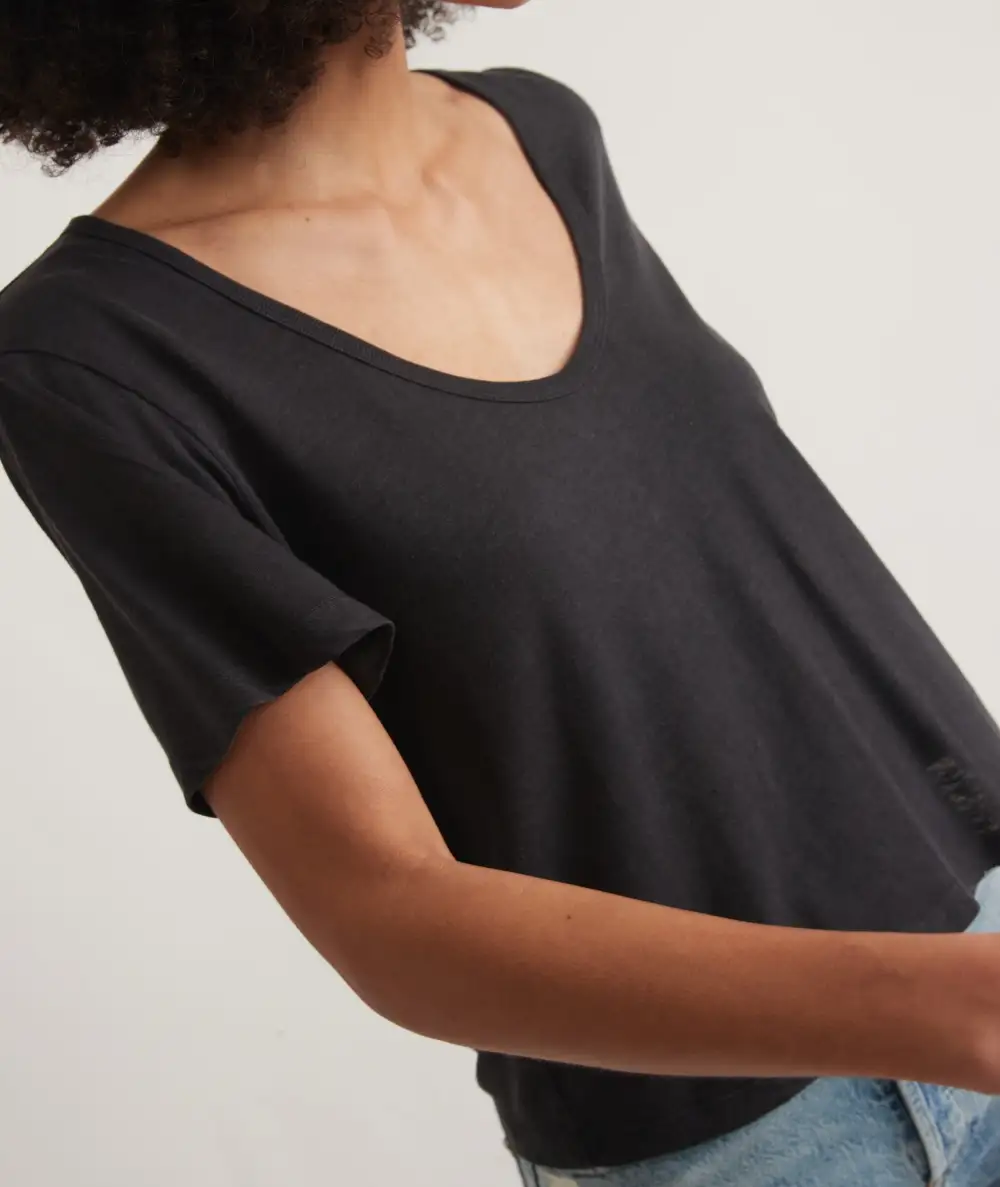 Black V-Neck Basic Tee