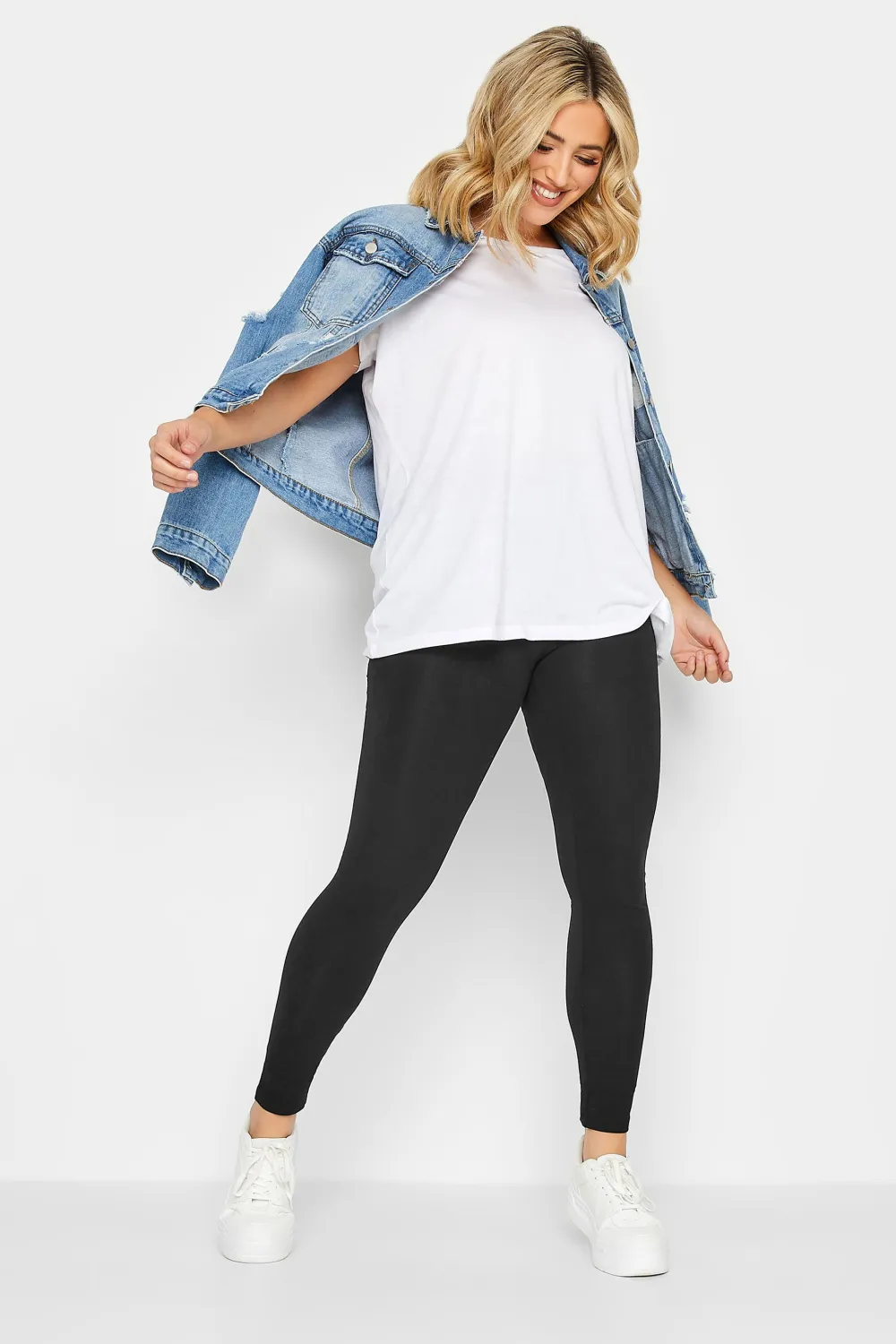 YOURS FOR GOOD Curve Black Cotton Stretch Leggings