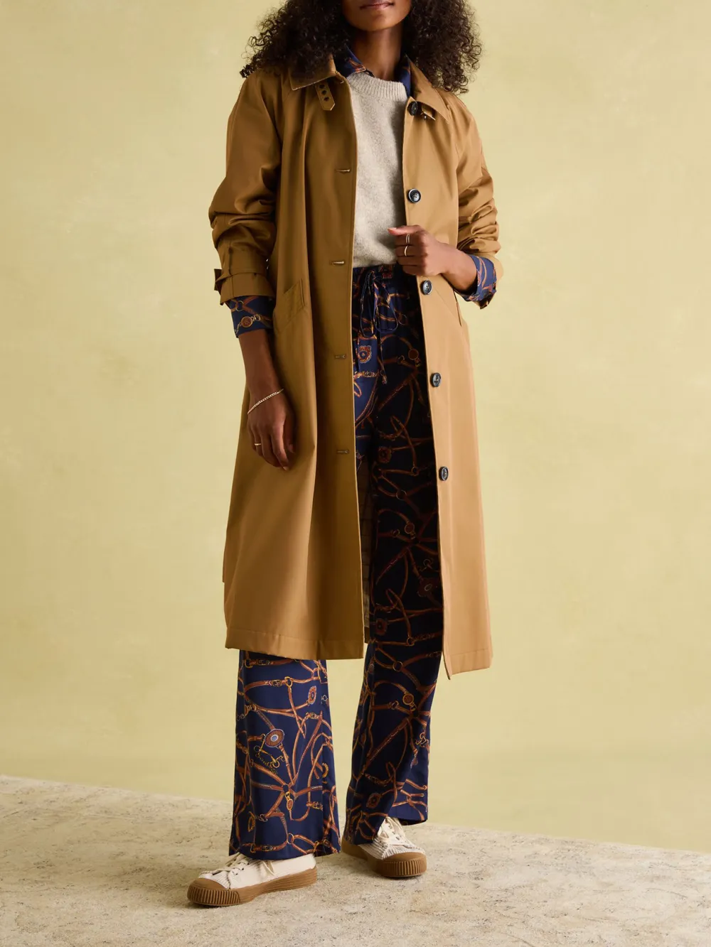 Brown Waterproof Belted Trench Coat
