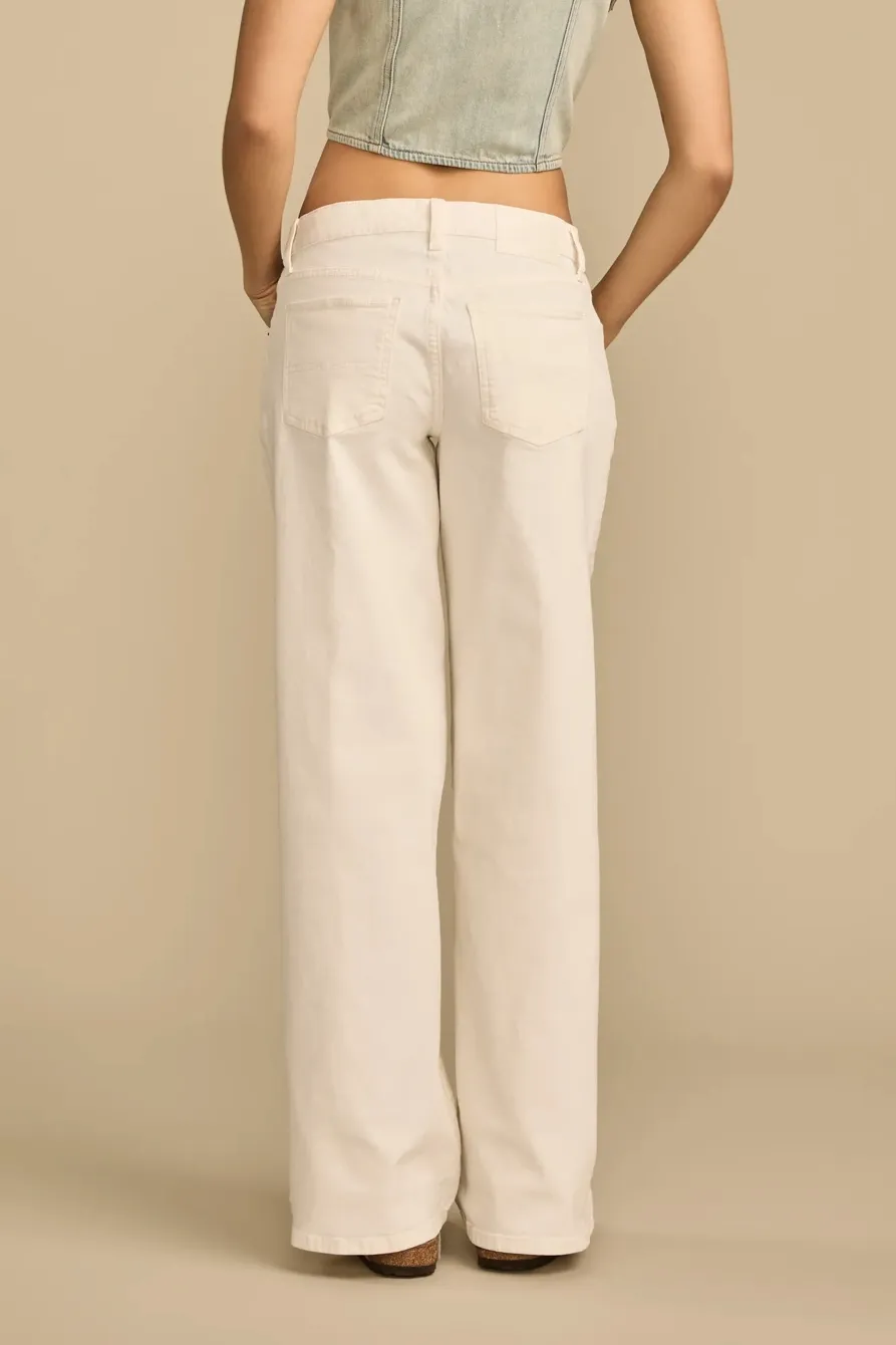 White Lies Wash Mid Rise Sweet Wide Leg