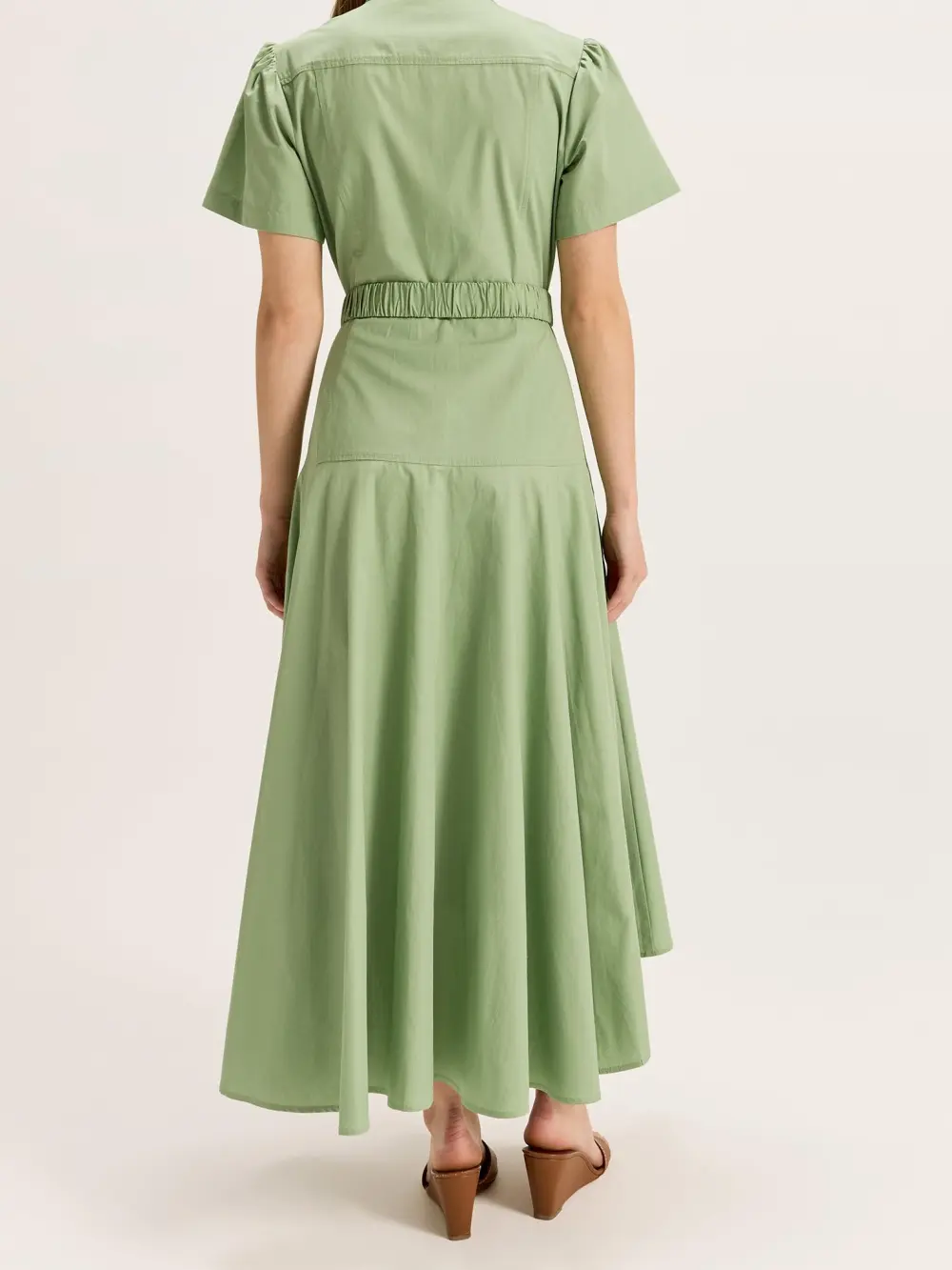 Green Short Sleeve Shirtdress with Belt