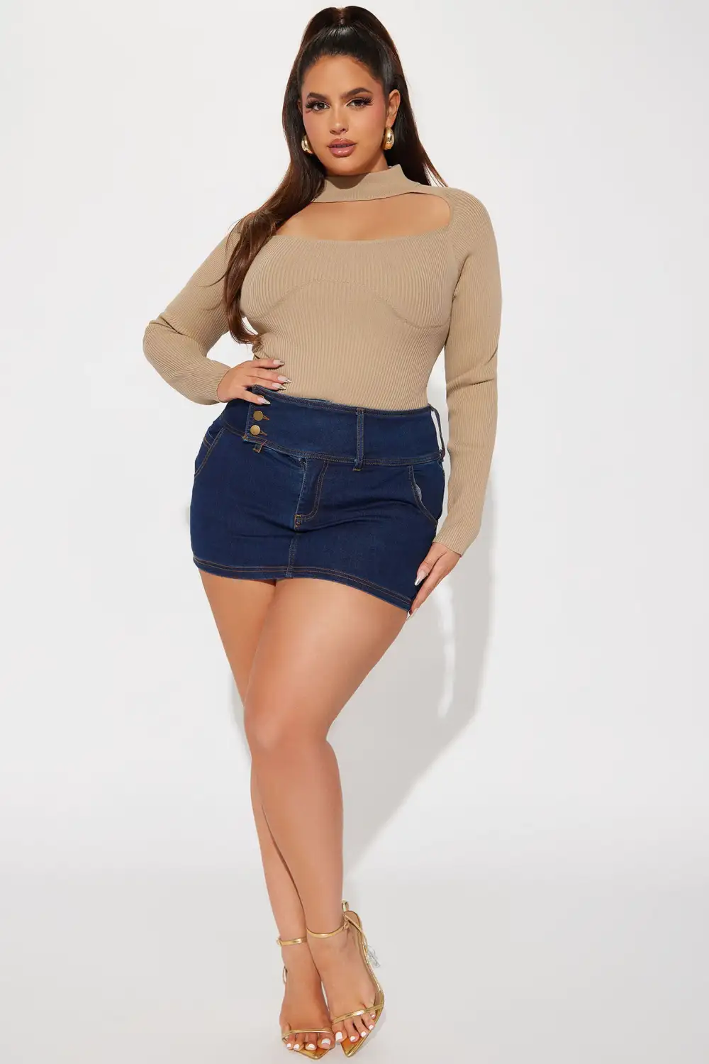 Jodeci Sweater Bodysuit - Taupe
