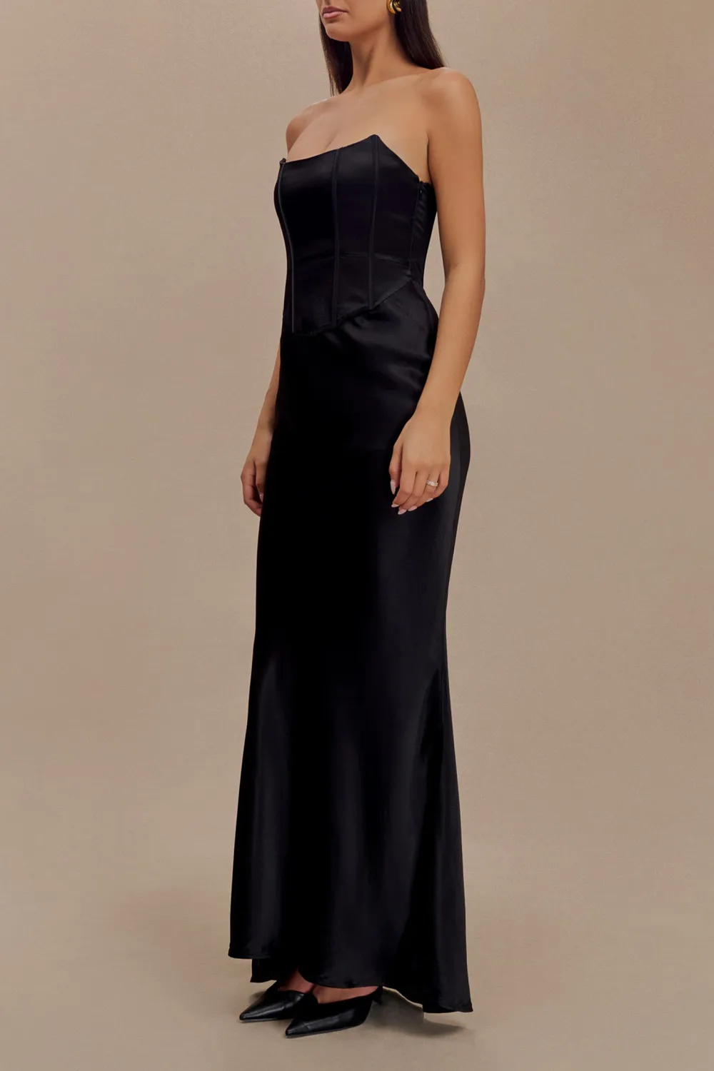 Satin Strapless Maxi Dress