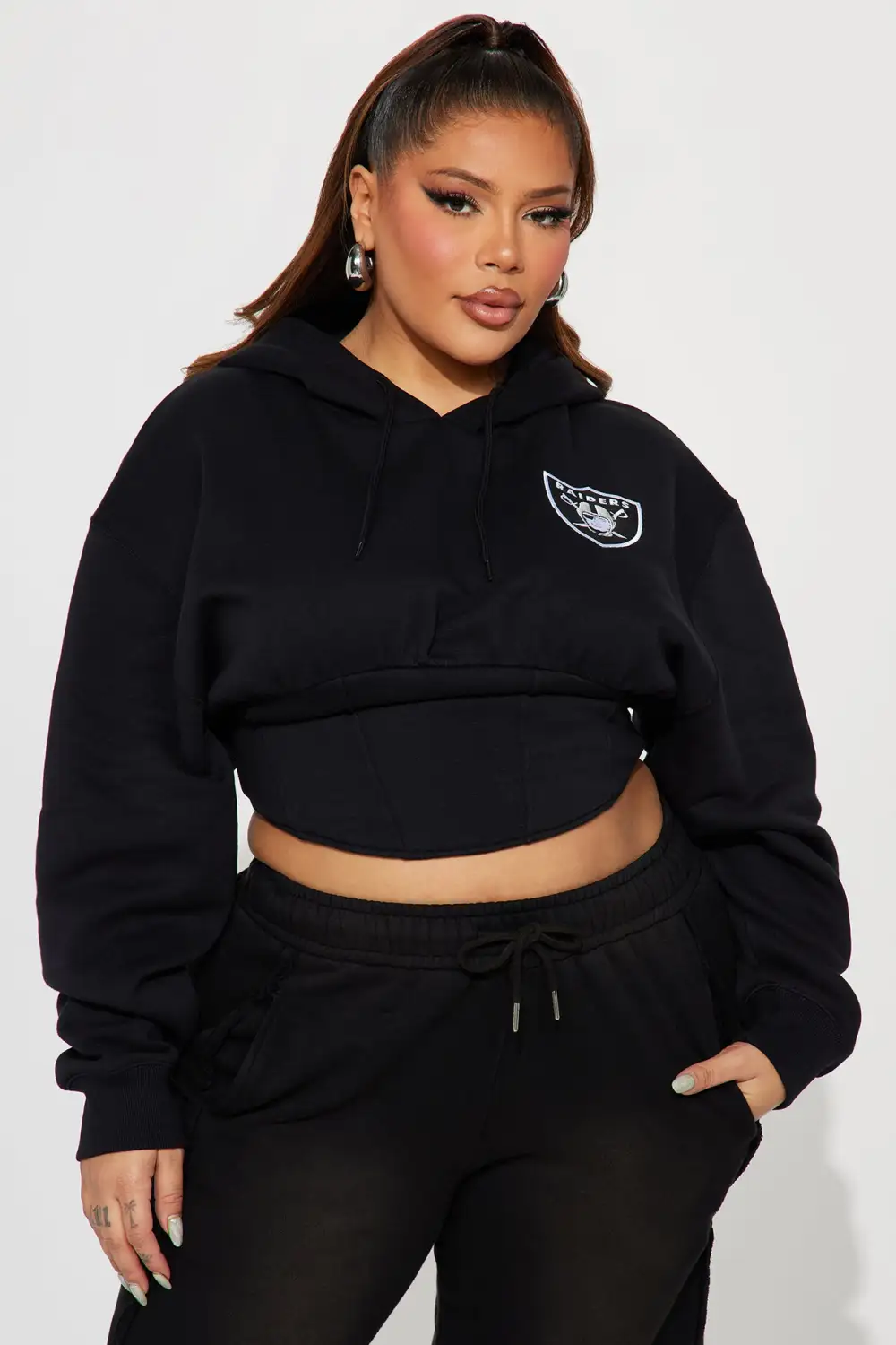 Raiders Corset Hoodie - Black