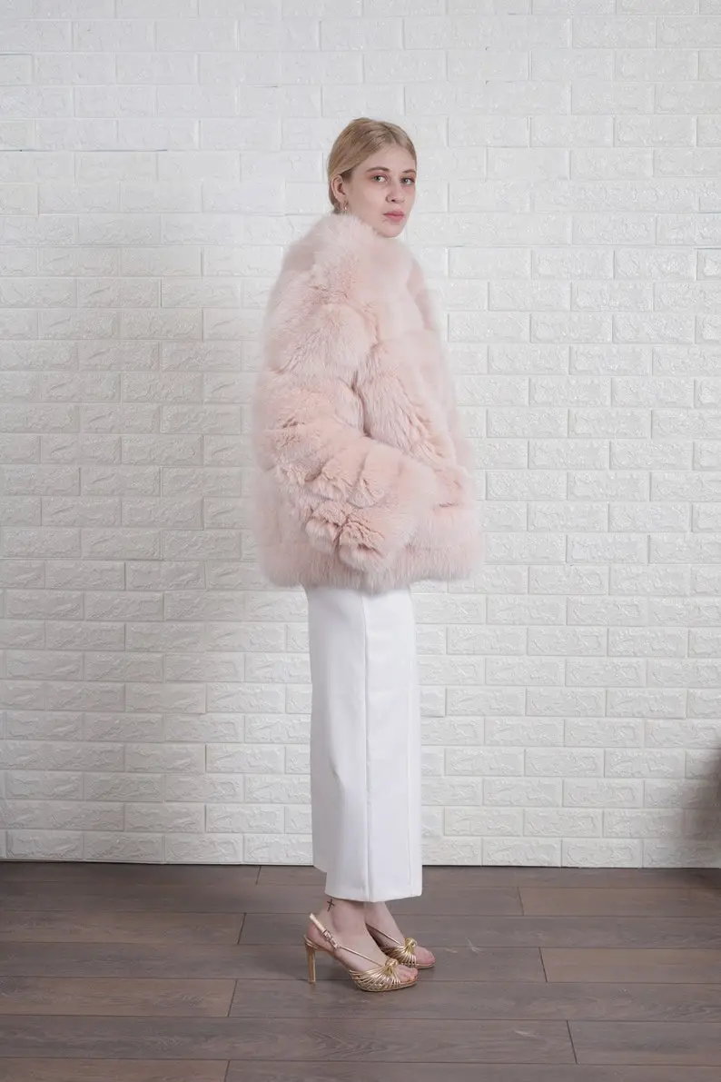 Baby Pink Fox Fur Jacket