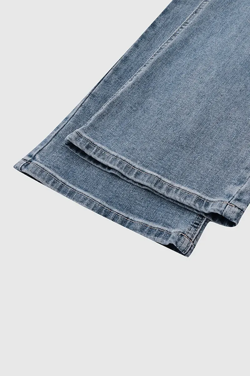 Vintage Zip Fly Mid Waist Bootcut Jeans Without Belt