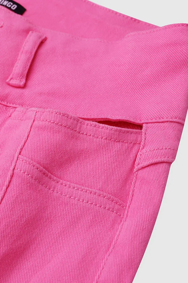 Solid Cut Out Waist Skinny Capri Jeans