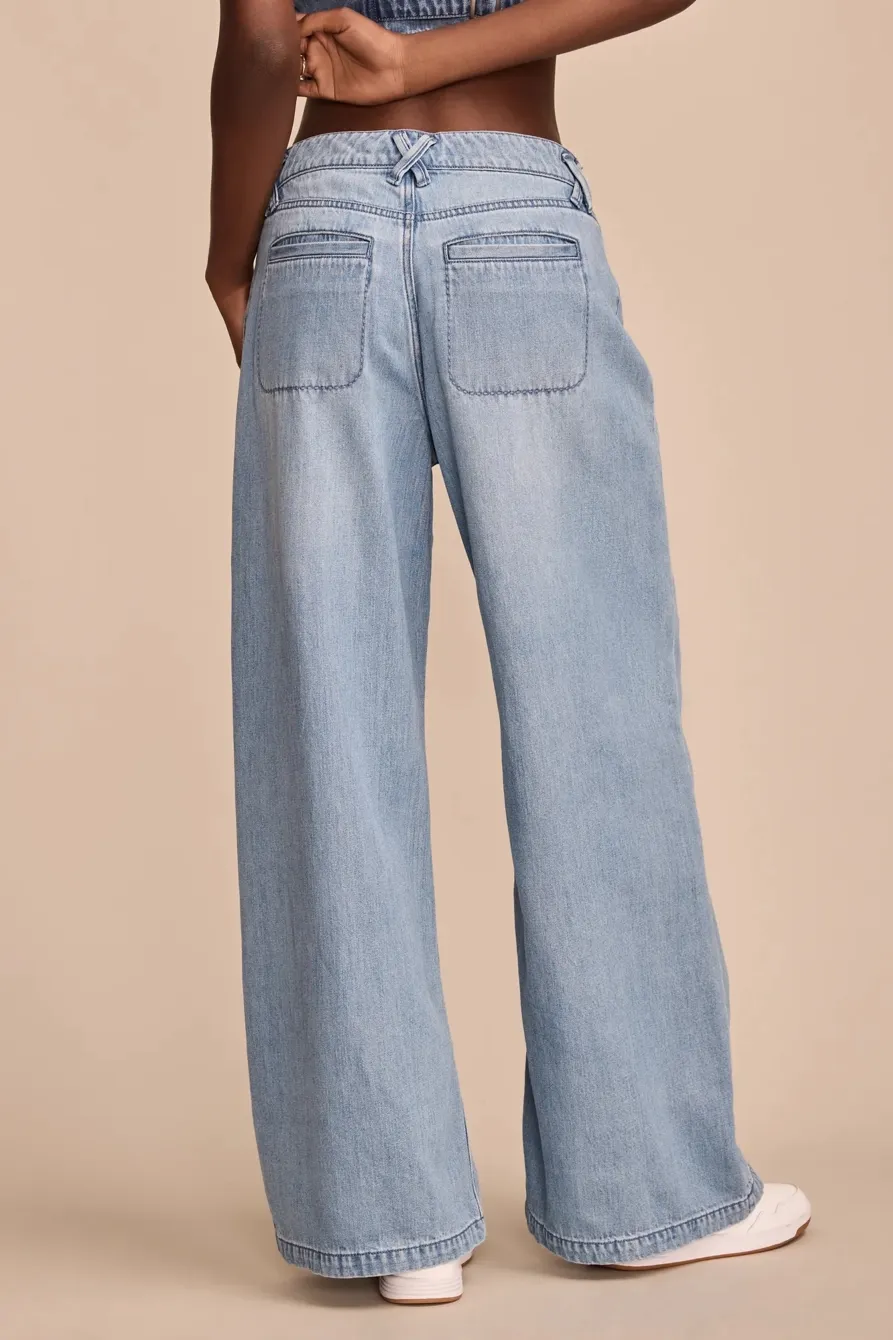 Light Wash Denim Flip Side Wash Palazzo