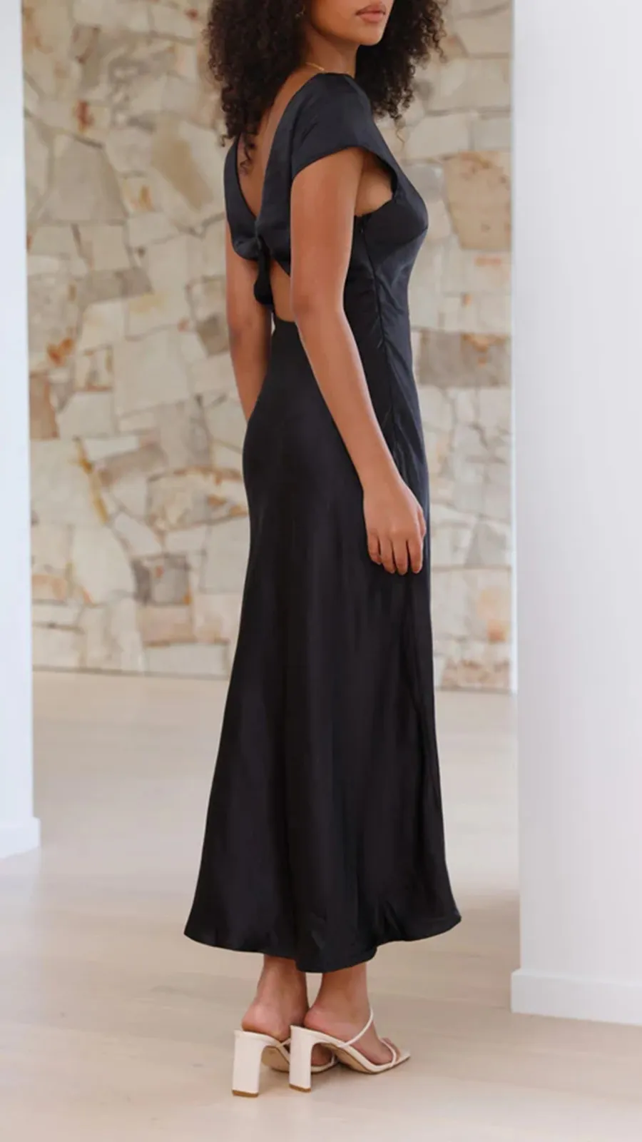 Silky Fabric Midi Dress