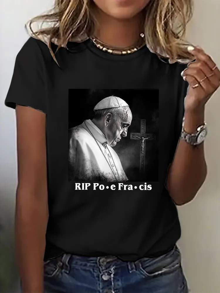 Women's Thank You Father 1936-2025 Print Short Sleeve Round Neck Cotton T-Shirt