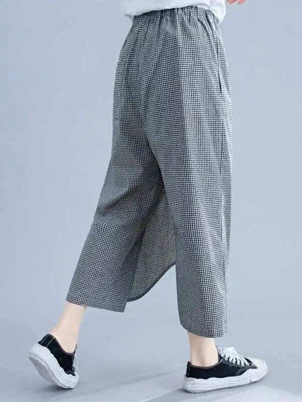 Original Plaid Irregularity Column Pants
