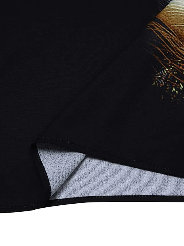 Women's Plus Size Shirt Blouse Black Wine Dark Blue Feathers Print 3/4 Length Sleeve Daily Weekend Vintage Holiday Casual Crew Neck Oversized Dolman Sleeve Summer Spring Fall