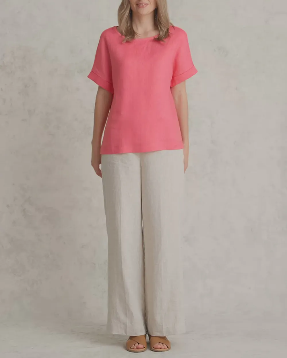 Loose Fit Short Sleeve Linen Top