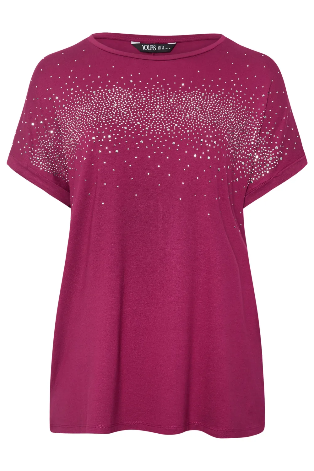 YOURS Curve Burgundy Red Diamante Detail T-Shirt