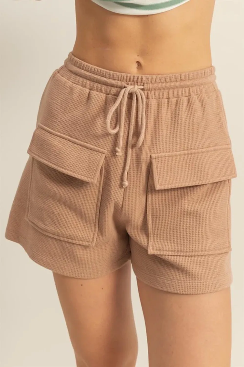 Retro Slim-Fit Pale Brown Shorts