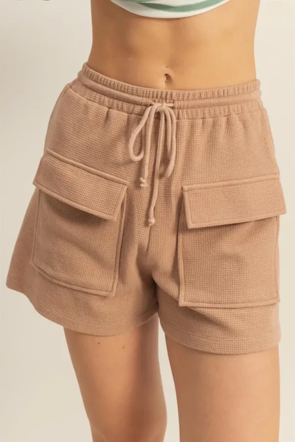Retro Slim-Fit Pale Brown Shorts