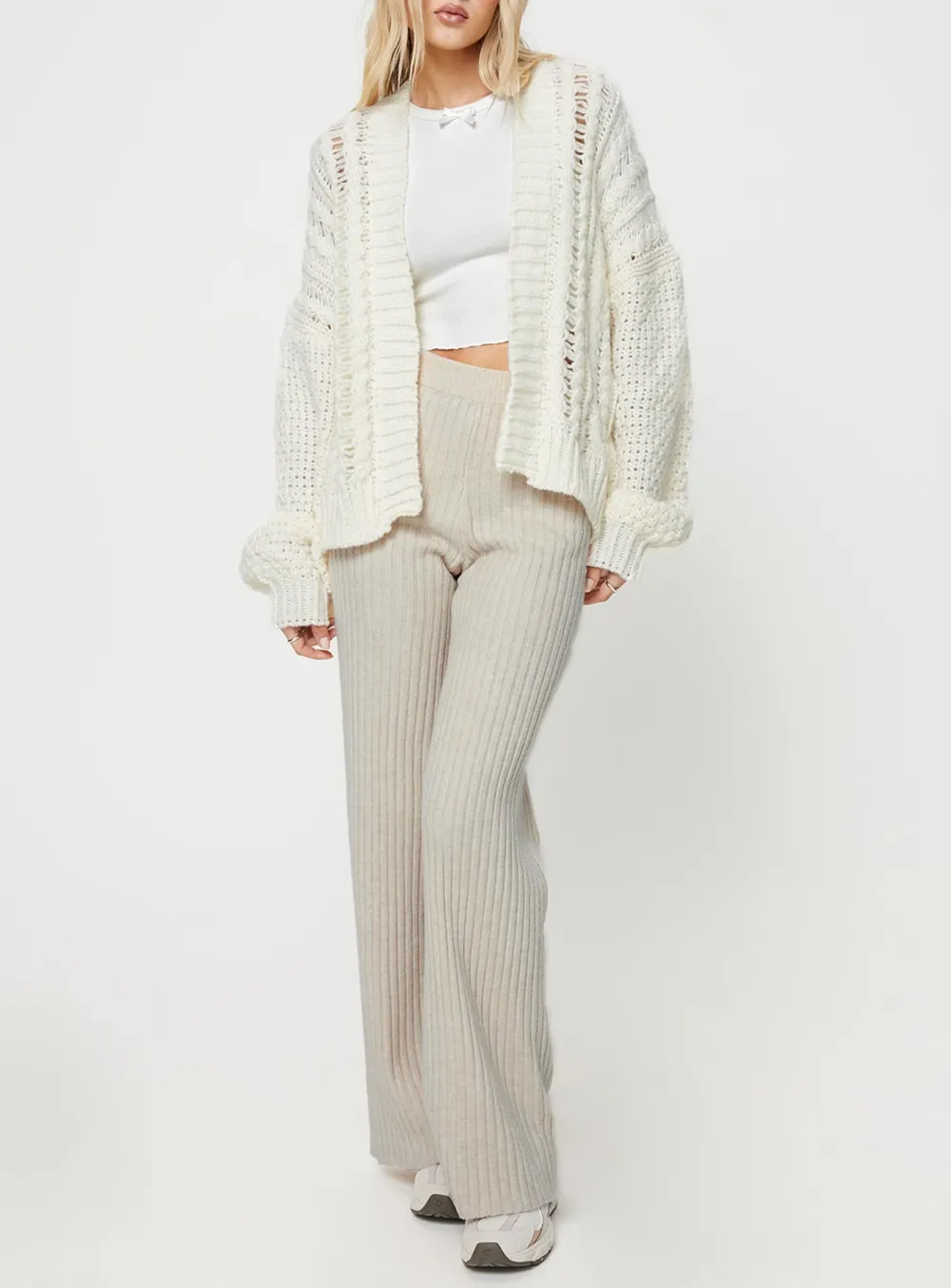 Cable Cardigan Oversized Cream