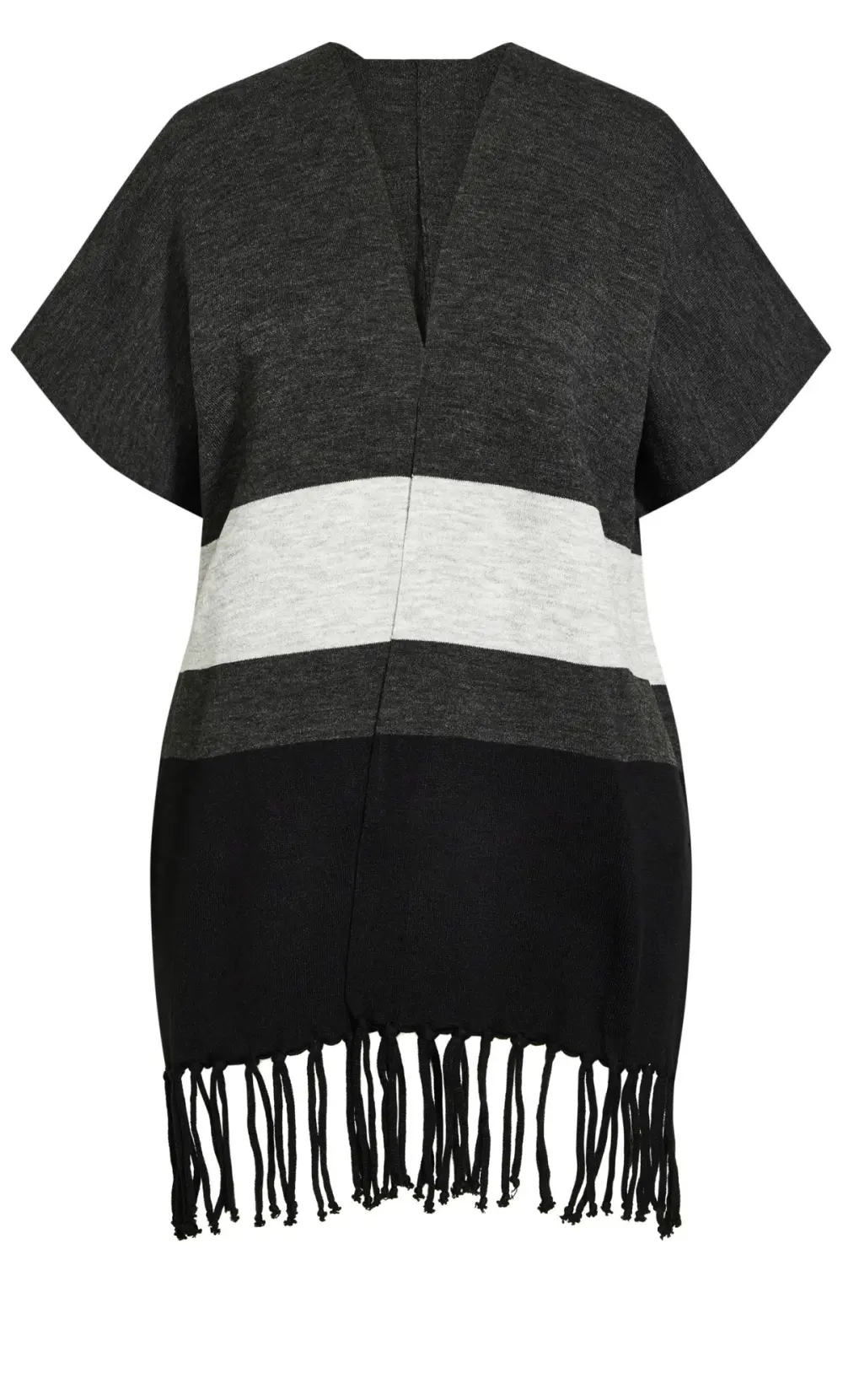 Evans Grey Colour Block Wrap Cardigan