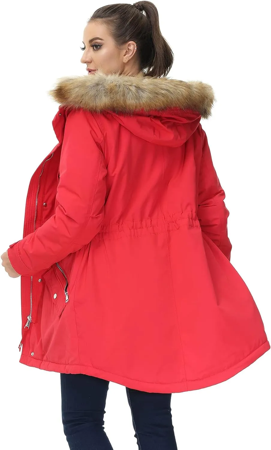 Women's Winter Coats Fleece Lined Parka Jacket Hooded Long Winter Warm Parka Coat with Pockets