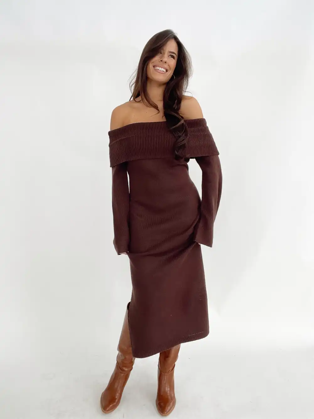 Chocolate Off The Shoulder Dress