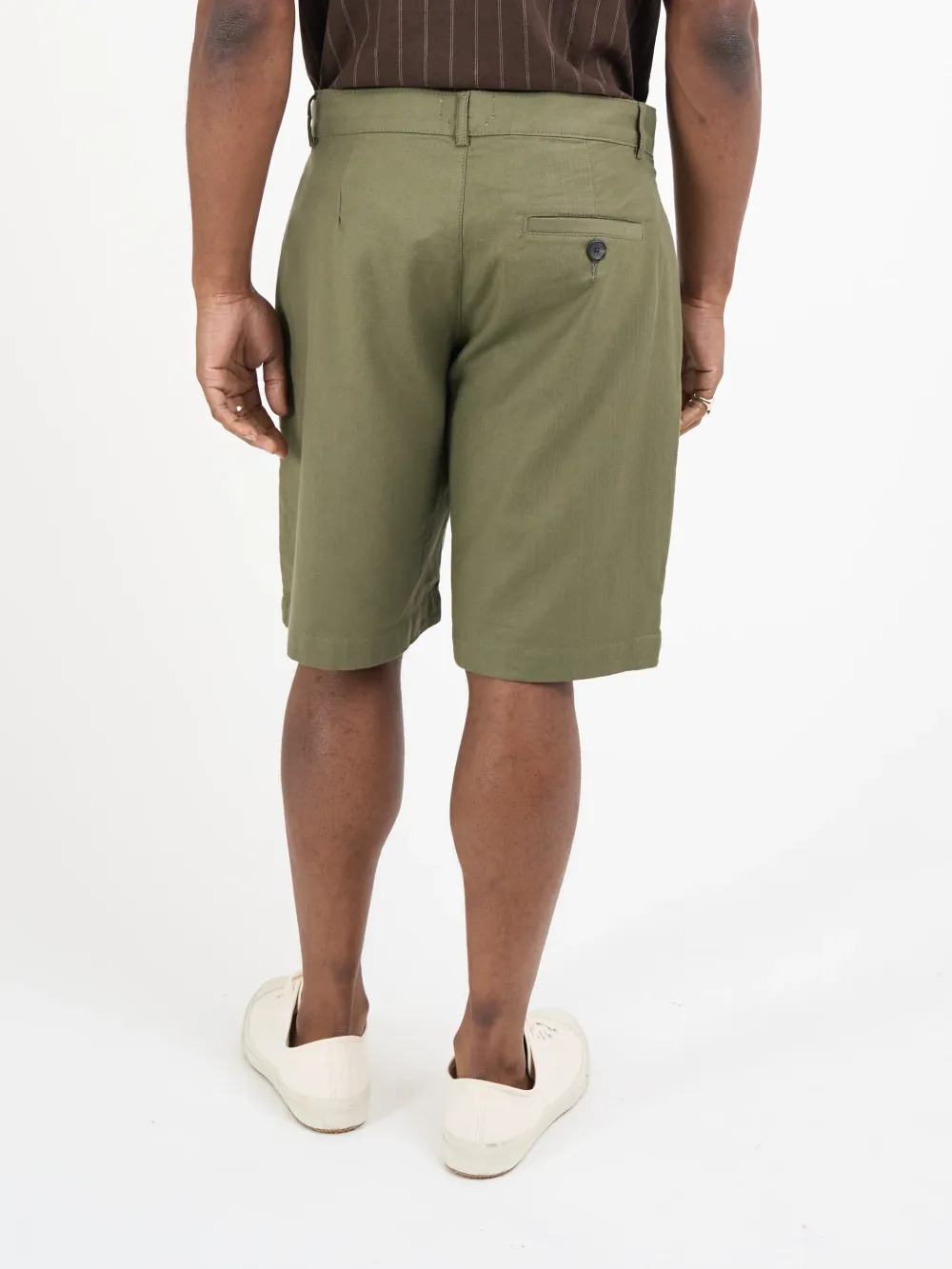 Green Linen-Cotton Shorts