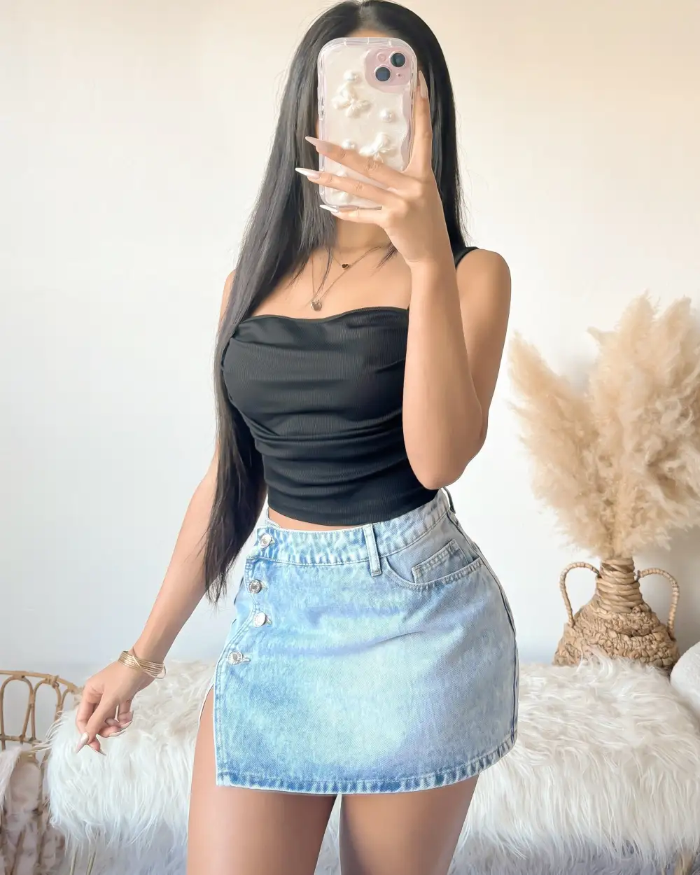 CALLIE RUCHED TOP (BLACK)