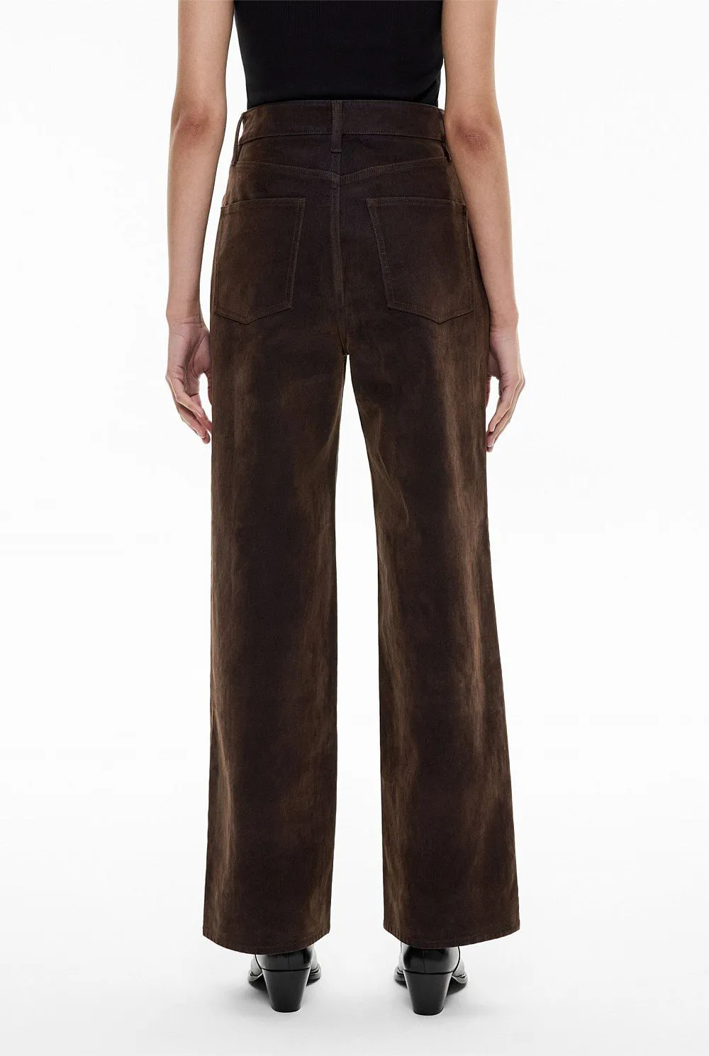 Fleece-Knit Denim Long Pants