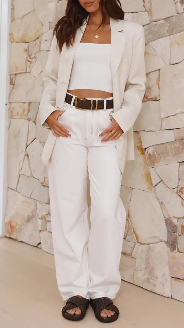 Simple Beige Suit Jacket