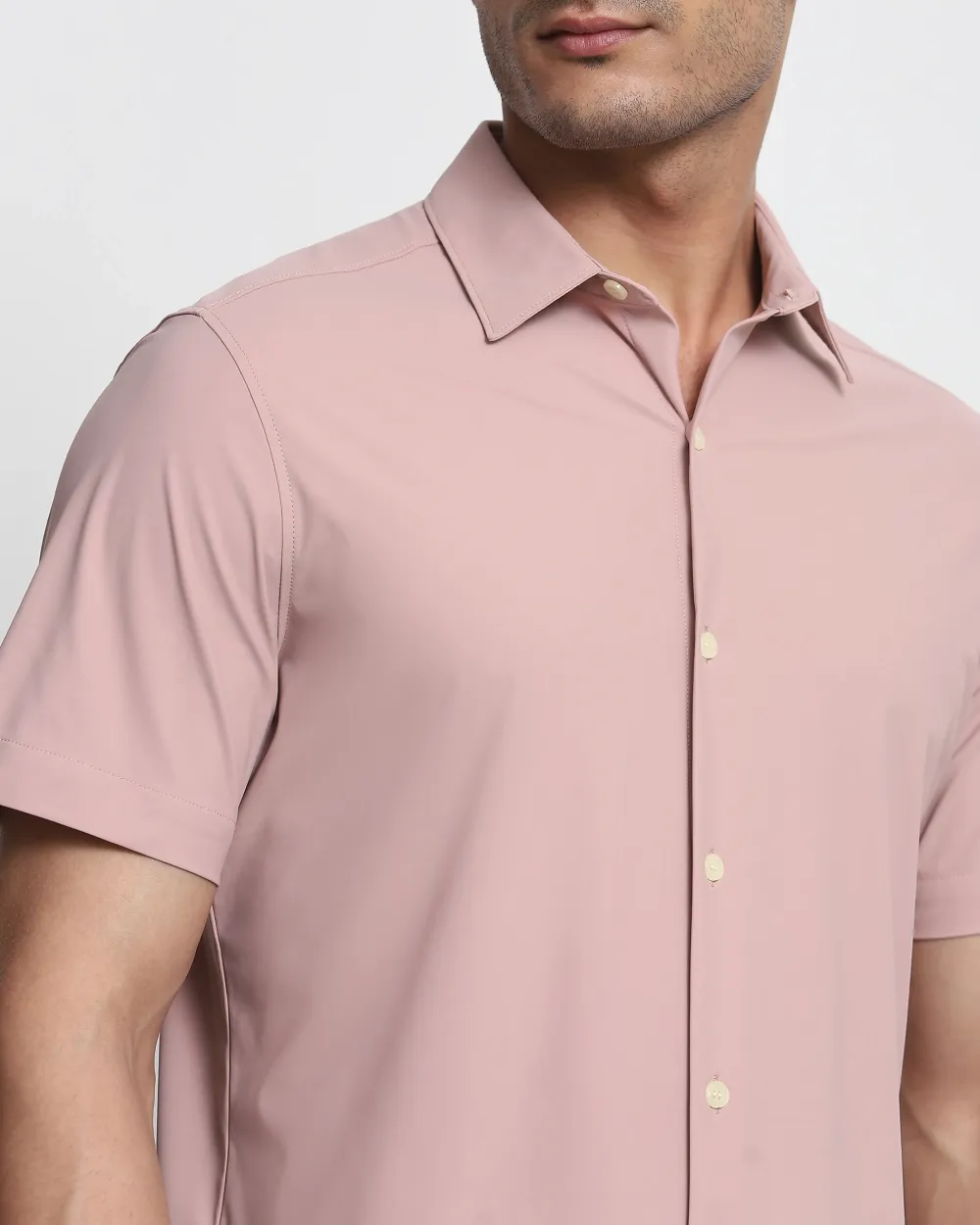 Leisure Simple Slim-Fit Breathable Pink Shirt