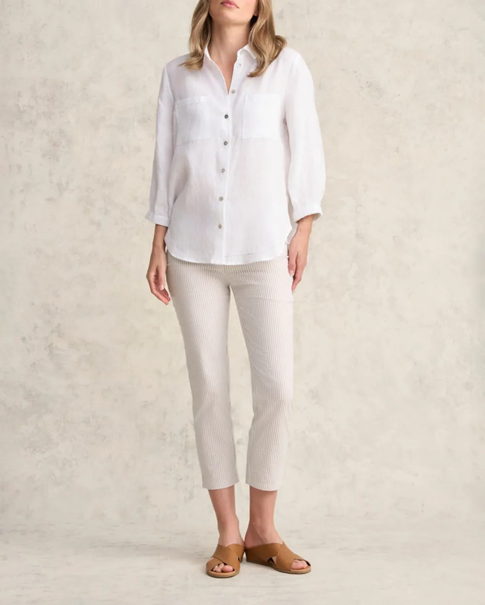 Striped Ankle Length Stretch Pants