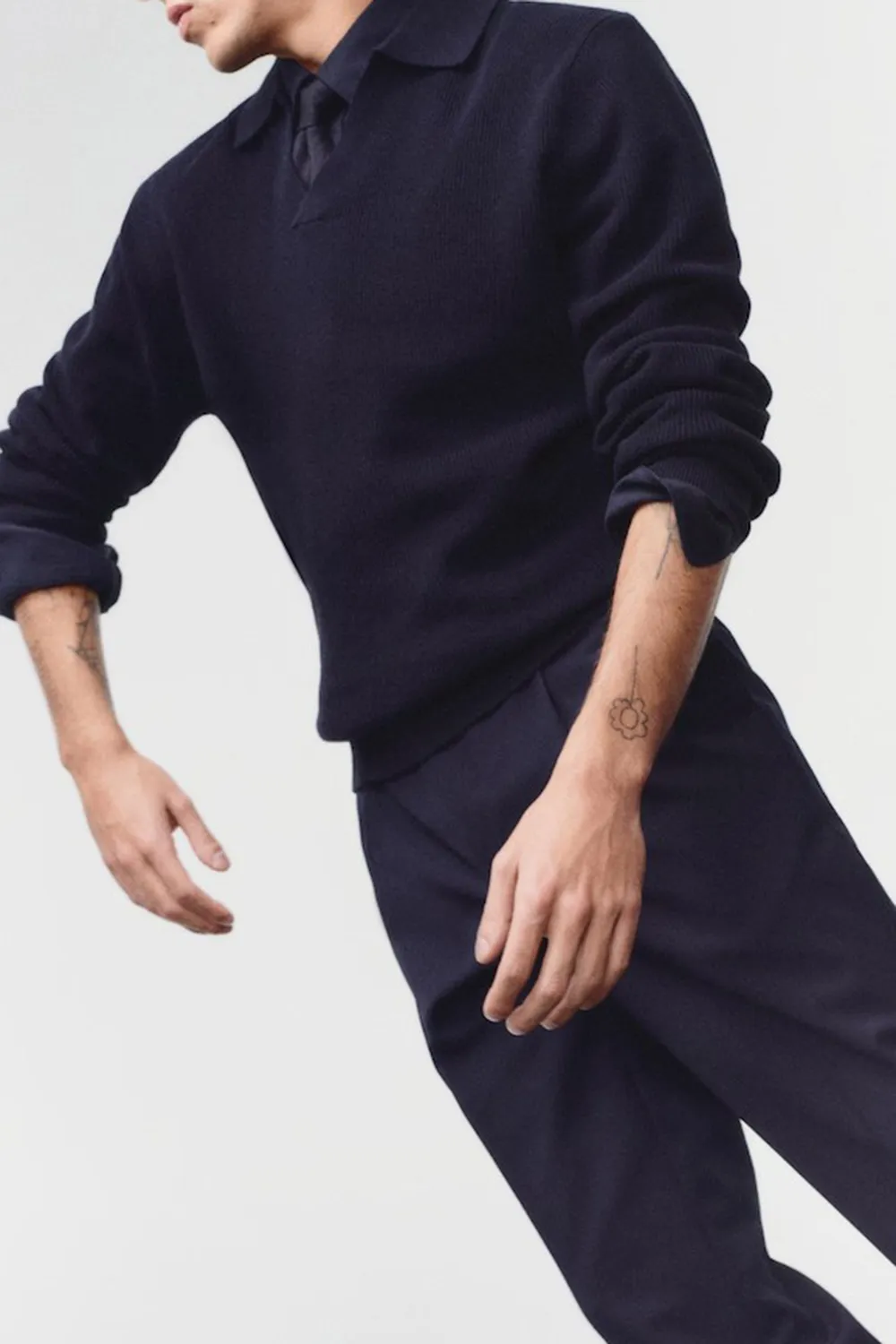 Ribbed Knit Polo Shirt