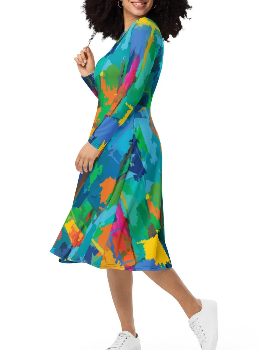 Vibrant Abstract Midi Dress