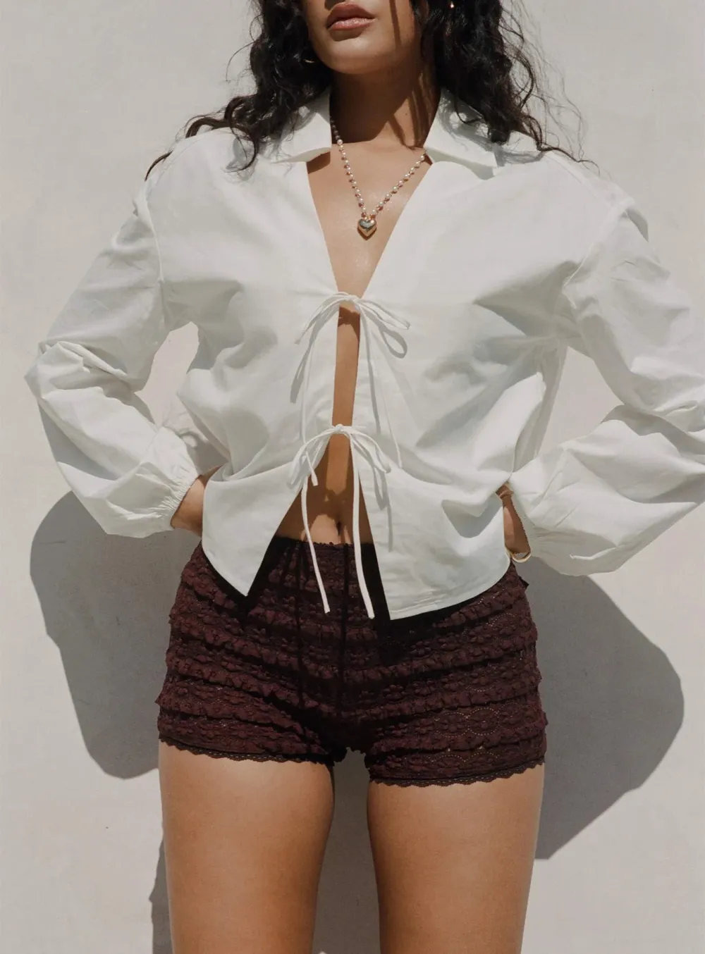 Puff Sleeve Cropped Shirt