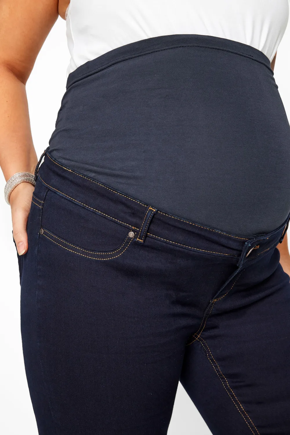 BUMP IT UP MATERNITY Curve Indigo Blue Stretch Skinny Jeans With Comfort Panel