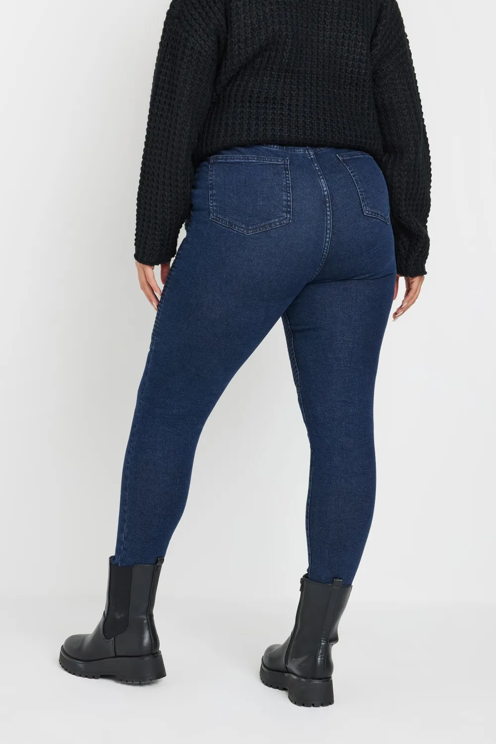 YOURS Curve Black Skinny AVA Biker Jeans