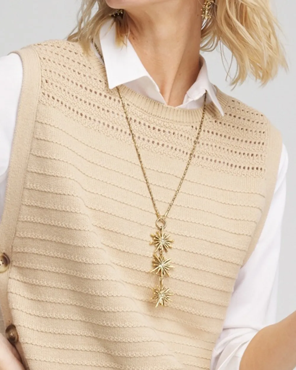 Beige Sleeveless Ribbed Knit Vest