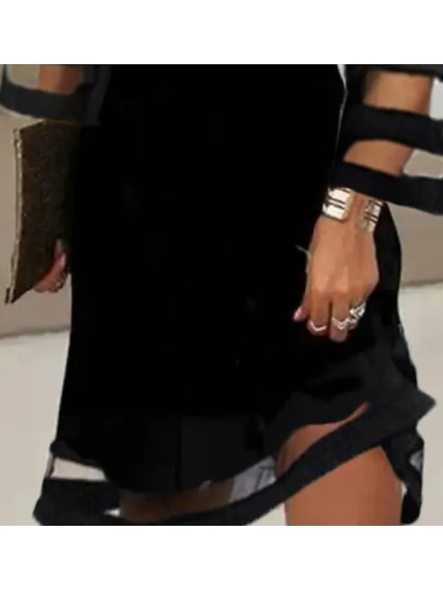 Women's Casual Dress Sheath Dress Sundress Mini Dress Black 3/4 Length Sleeve Pure Color Ruched Summer Spring Fall Spaghetti Strap Fashion Birthday Wedding Guest Vacation 2023 S M L XL XXL 3XL