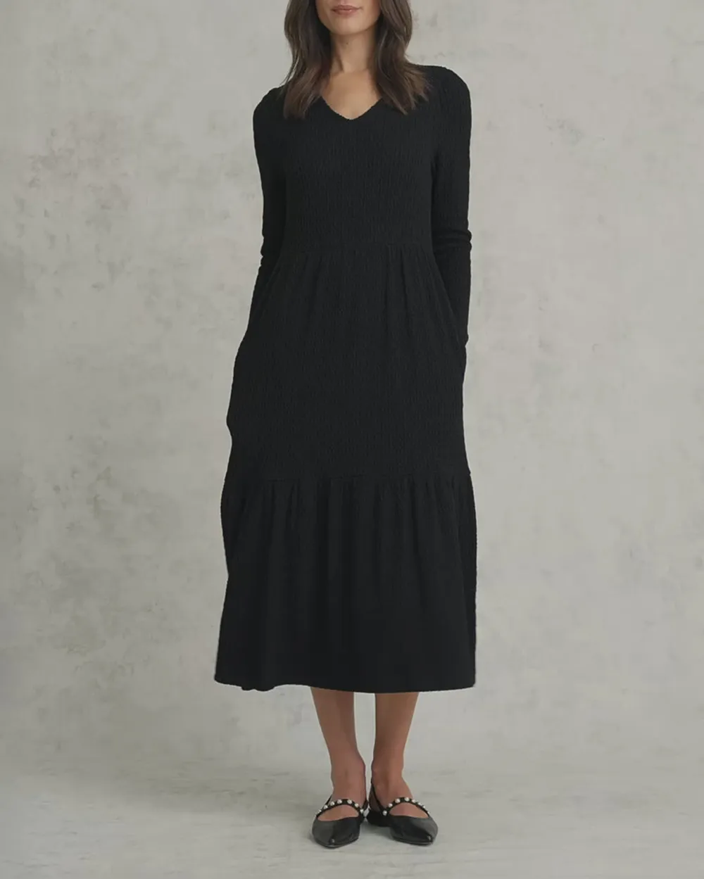 Textured Jacquard Midi Dress