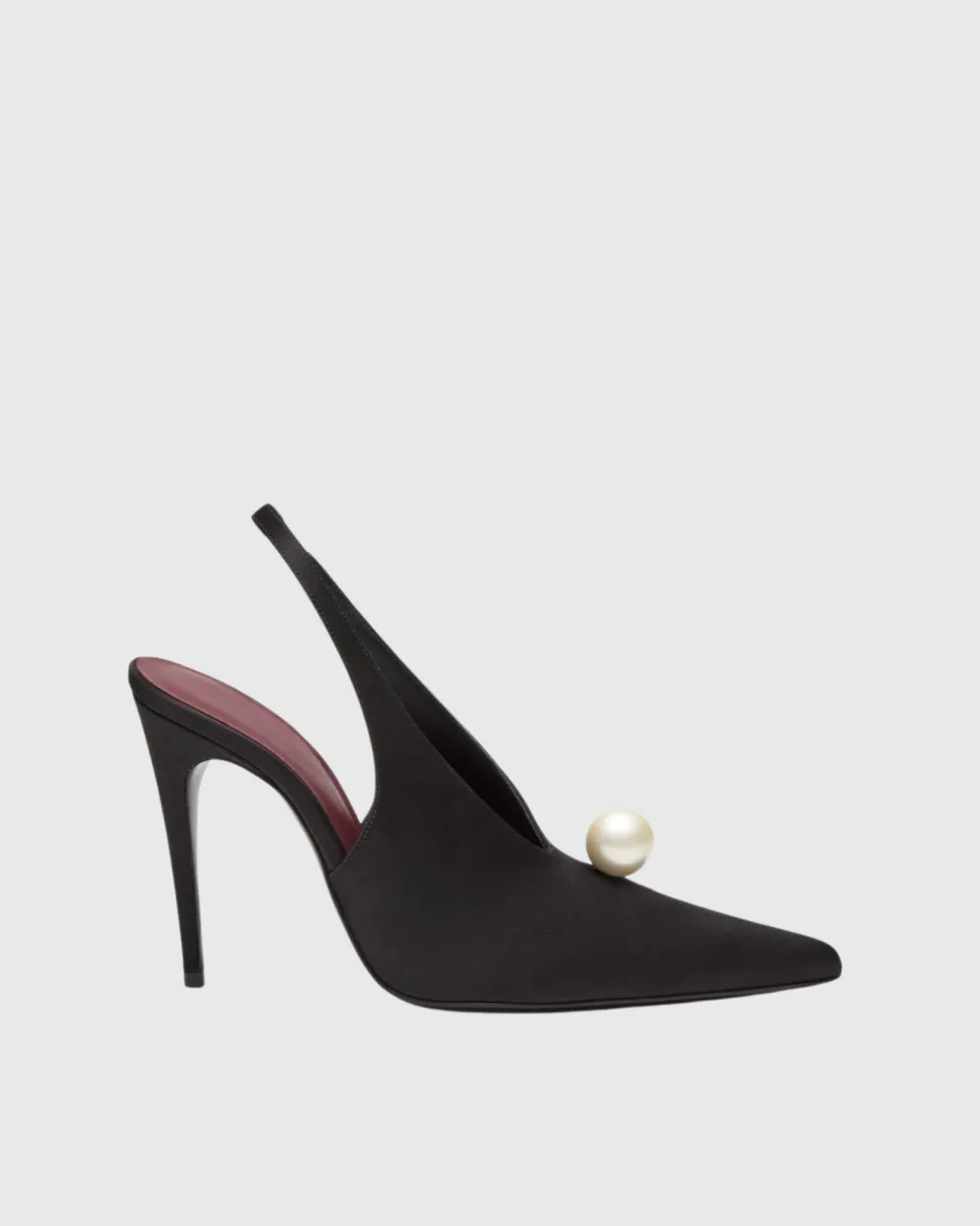 Pearl Satin Slingback Pumps in Black