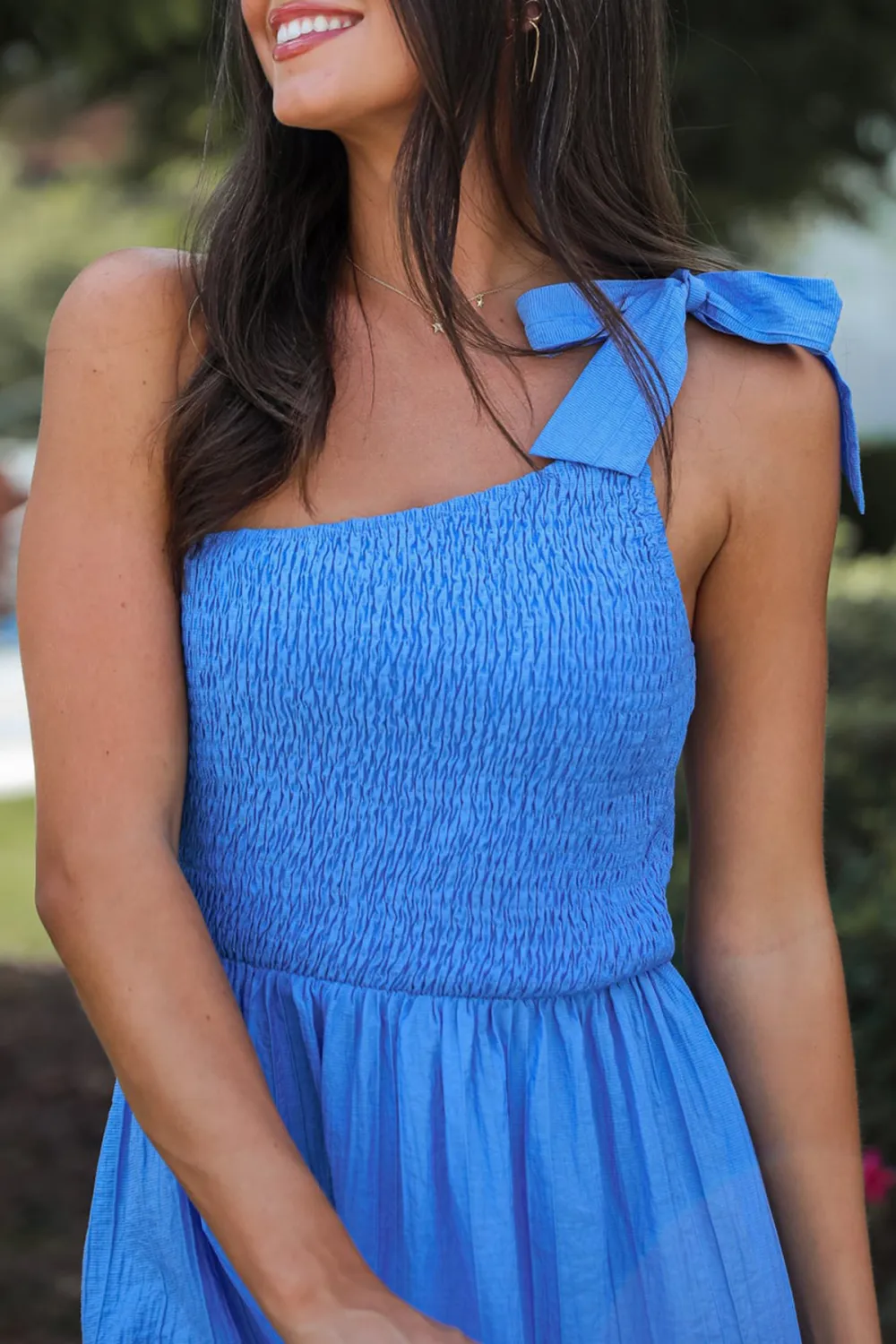 Dedicated To Glamour Blue One-Shoulder Midi Dress