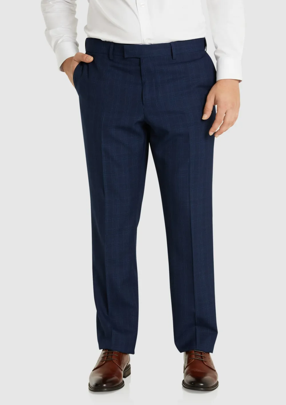 MODERN-FIT FLEX PLAID WOOL SUIT PANTS