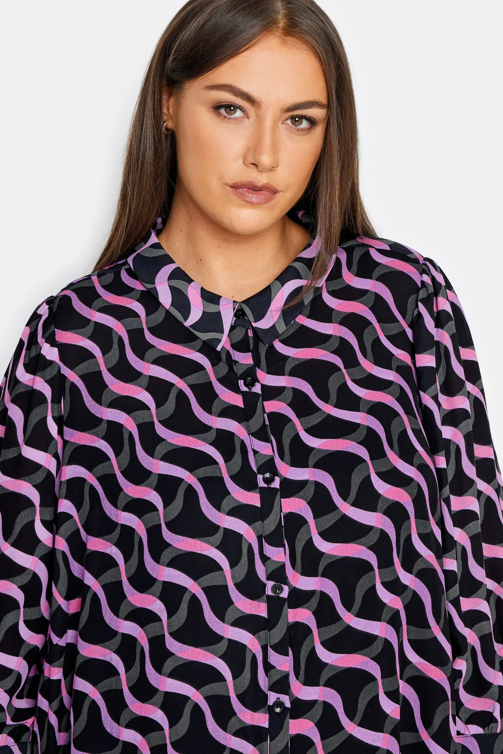 Evans Black & Purple Swirl Print Shirt Dress
