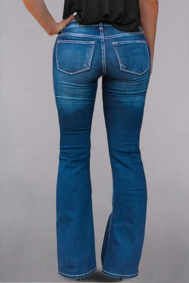 Zip Fly Mid Waist Bootcut Jeans