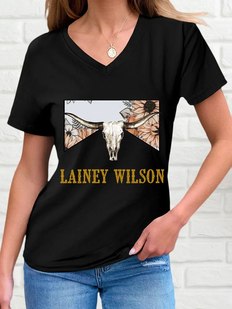 Woman's Simplicity V-Neck And Short Sleeves T-Shirt