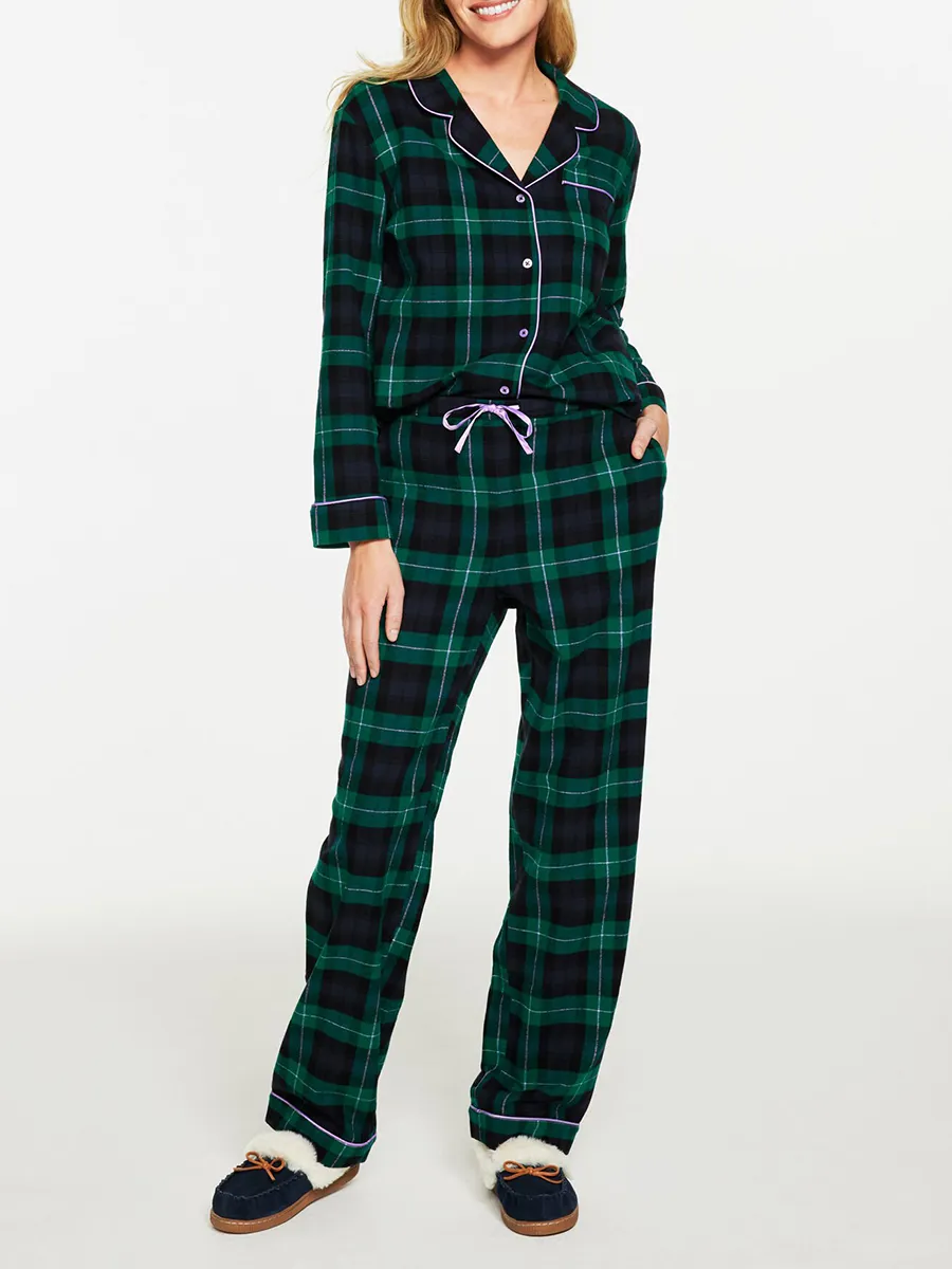 Women'S Casual Plaid Drawstring Loungewear Set